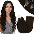 RUNATURE Micro Bead Hair Extensions Real Human Hair Dark Brown Micro Link Hair Extensions Human Hair 18 Inch Hair Extension Microlink Brown Soft Remy Hair for Daily Wear 50g 50s