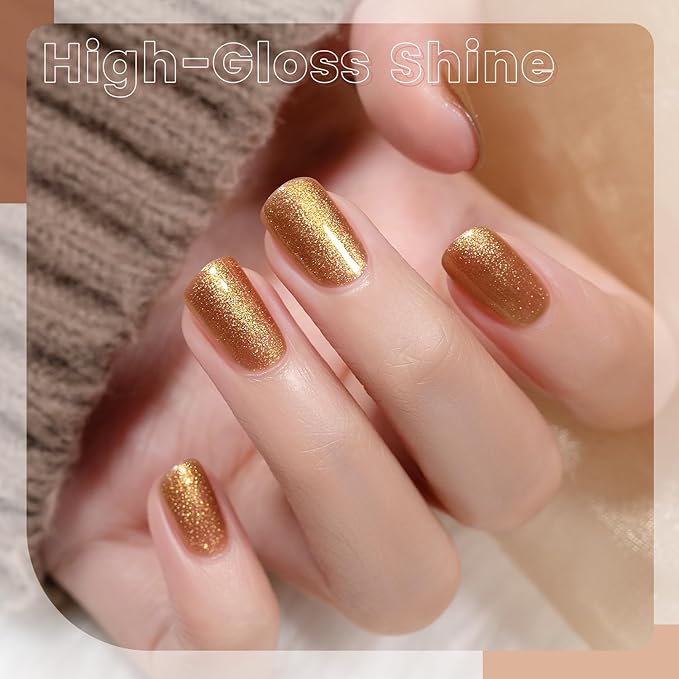 RARJSM Nude Glitter Gel Nail Polish Bronze Golden Rainbow Glitter Chunky Iridescent Sparkle Shimmer Diamond Transparent Gel Polish Single Bottle Soak off UV LED Cured for Home Salon Manicure