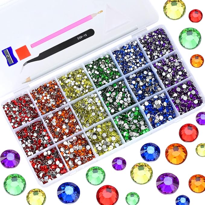 3/4/5mm Resin Rhinestones Set Glitter Jelly Crystal Garment Clothing Decor Accessories Flatback Rhinestones for Nail Art (CC)