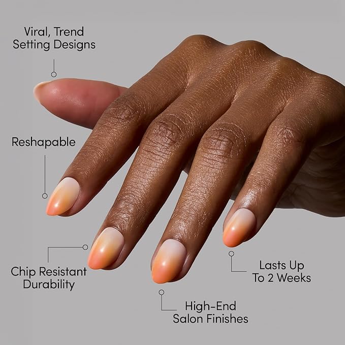 Glamnetic Press On Nails - Candy Corn | Short Oval Fake Nails with Ombre Design and Glazed Finish, Salon Quality Halloween Nails | 15 Sizes - 30 Nail Kit with Glue
