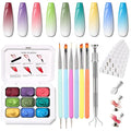 Christmas Gel Polish, 9 Colors Ombre Patting Gel Nail Polish Palette, 100 Sponges 6 Brushes 1Grabber, Blending Color Gradient Painting Nails Art, No Wipe, UV/LED Cured (Set 09)
