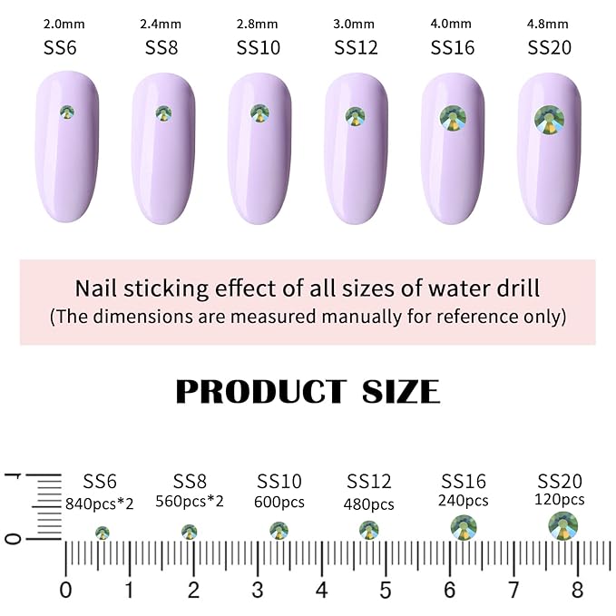 4240Pcs Light Green AB Flatback Rhinestones 6 Sizes Crystal Diamonds for Nail Art Crafts Clothes Shoes with Tweezers and Picking Pen