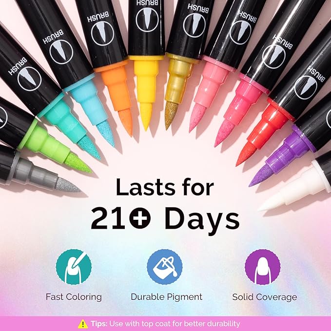 MelodySusie Nail Art Pens Set, 12 Colors Double-Ended Nail Polish Pens for Nail Art, Dual Tip, Nail Dotting Tool, Drawing Pen for Nail Design, Manicure Nail Pens for Salon and DIY at Home