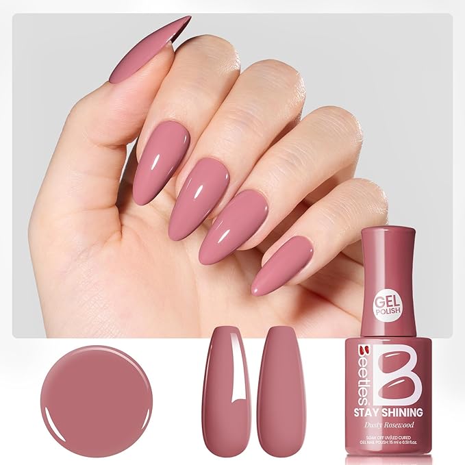 Beetles Pink Gel Polish - 15ML/0.51Fl Oz, Pink Gel Nail Polish, Same Color Same Bottle STAY SHINING Series, Soak Off UV LED Lamp Spring Nails Art, Long-Lasting Manicure Salon DIY Home Nails