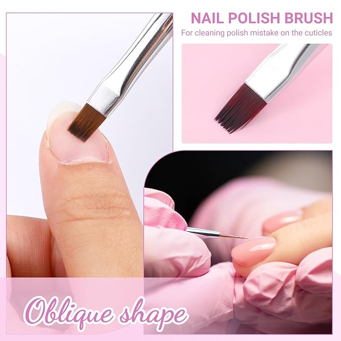 4PCS Nail Art Clean up Brush, Painting Brushes for Nail Polish Removers Brush Cleaning Nails Polish with Round & Angled Head Brushes Manicure Tools for Painting Design Nailes Mistake Cleaning