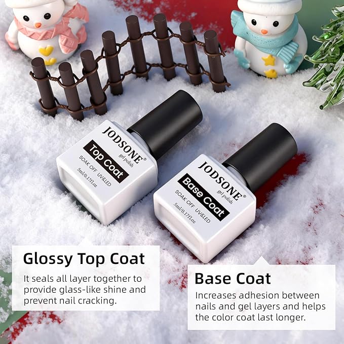 JODSONE Gel Nail Polish Set,10 Colors Winter Black White Glitter Burgundy Red & Green Silver Gel Polish DIY Salon for Girls Home DIY Gift