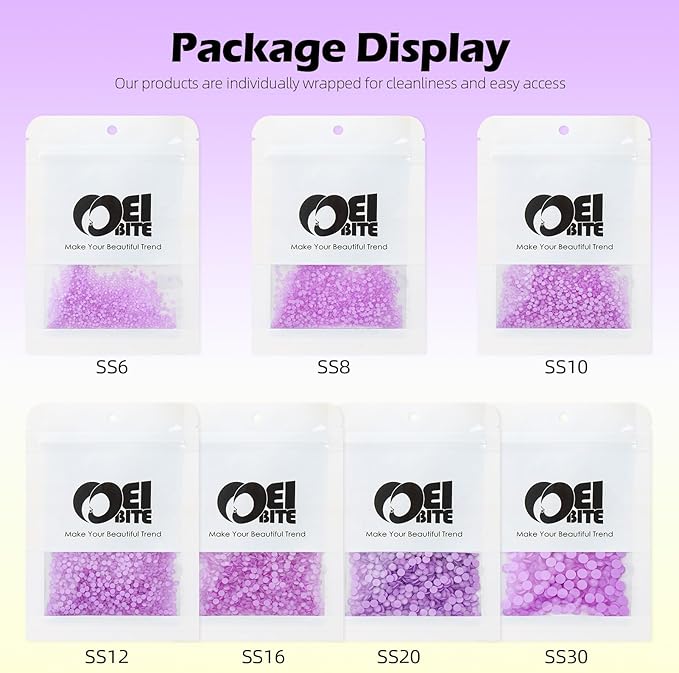 Mocha Lt.Purple Flatback Rhinestones, Glass Rhinestones for Nail Art and Craft, Glue Fix, Loose Crystal Gemstones(Mocha Lt.Purple, SS6, 1440pcs, 1.9-2.0mm)