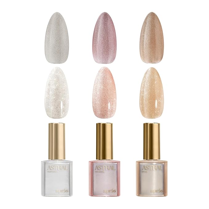 APRÉS Astral Gel Color Set, 3 Colors, HEMA-Free & TPO-Free Salon Quality Nail Gel Polish Trio Bundle (Astral Shimmery Cat Eye, Set 2)