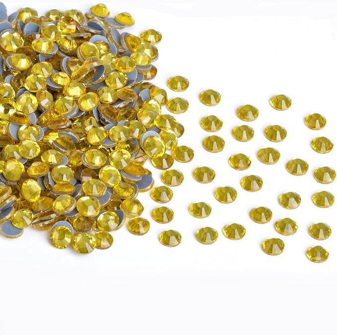 2880 Pieces SS12 Citrine Hotfix Rhinestones Flatback Round Crystal Glass Rhinestones Gems for Crafts Nail Face Art Clothes Shoes Bags DIY