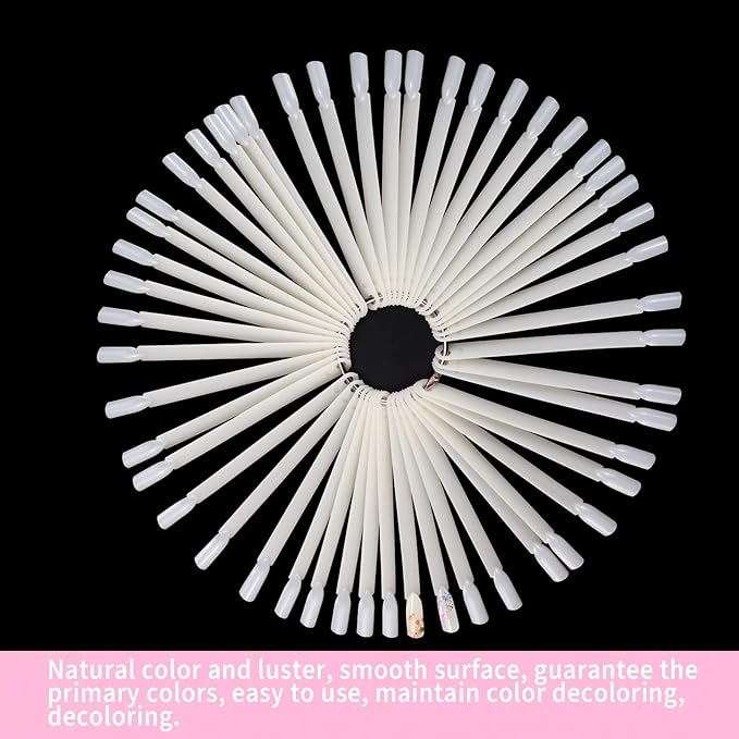 300 Pcs Nail Swatch Sticks with Ring, Nail Sample Swatches for Gel Polish Color Display, Nail Salon, Home DIY Accessories (50 pcs/string)