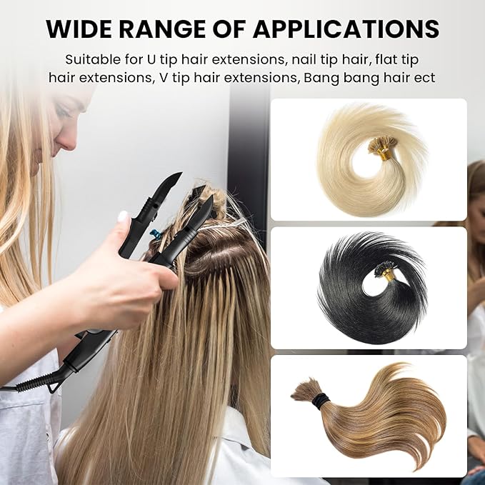 TopWigy Professional Hair Extension Tools, Ktip Extensions Tools Kit Hair Connector Fusion Heat Iron Connector Wand Temperature Adjustable Melting Tool