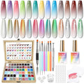 Sponge Pat Gel Polish Palette, 60 Colors Ombre Gel Nail Polish Kit, Gradient Blush Blooming Painting Pigment Patting French Manicure Tools Nails Art DIY Home (60 Colors Set)