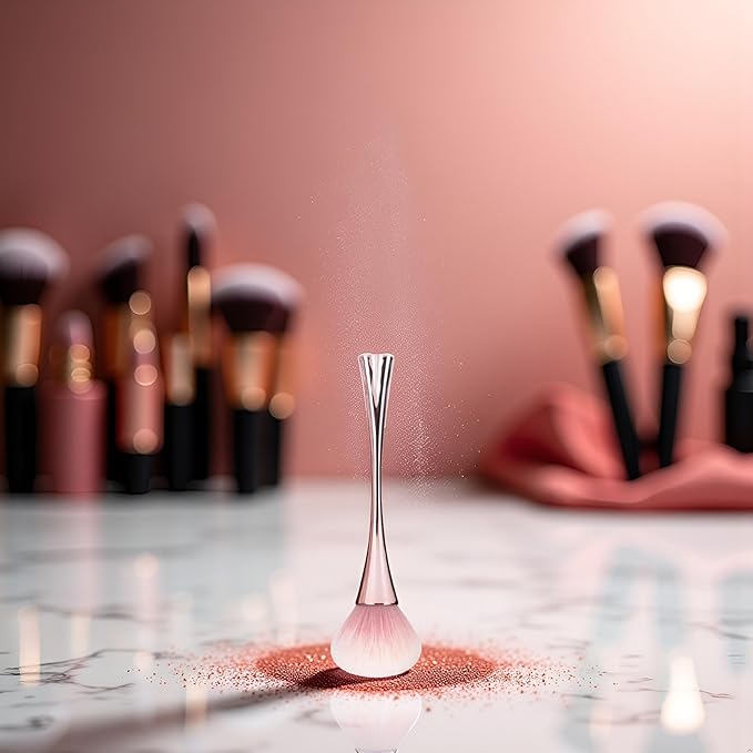 Rose Gold Nail Art Dust Powder Remover Brush, Nail Art Dust Cleaner Brush, Soft Cleaner Brush for Makeup, Nail Dust Brush for Acrylic Nails Manicure Brush for Women Birthday Gifts Hand Rests Tools