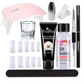 15ml Chameleon Poly UV Gel Temperature Color-Changing Black Nail Builder Gel Nail Enhancement Trial Kit LED Lamp Slip Solution Glitter Poly Builder Gel Nail 8PCS/Kit (Black)