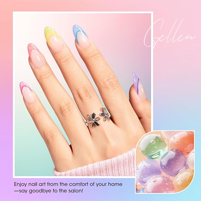 GELLEN Jelly Pastel Gel Nail Polish Set, Glass Cat Eye Gel Nail Polish with Magnets Translucent Sheer Jelly Red Pink Purple Blue Green, Long Lasting for Salon Nail Art at Home