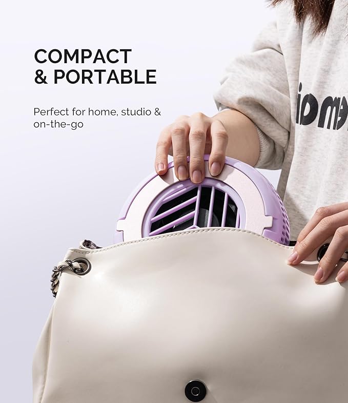 MelodySusie PocketSized Nail Dust Collector with Lightweight Design,HProA 6000RPM Ultra-Small Nail Vacuum Fan with 3 Suction Modes and 30 Disposable Filter Papers for Beginner & Daily Nail Care,Purple