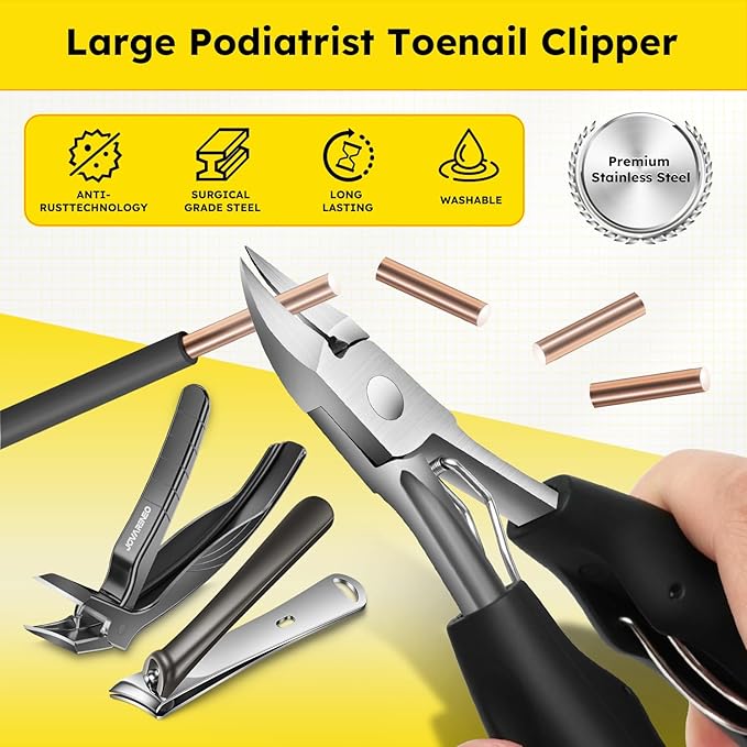 Nail Clippers for Seniors, Heavy Duty Ingrown Toenail Clippers with Long Handle, Woodpecker Angled Head Toe Nail Clippers and Slanted Nail Cutter for Thick Nail for Men Women Pregnant Elderly 6Pcs