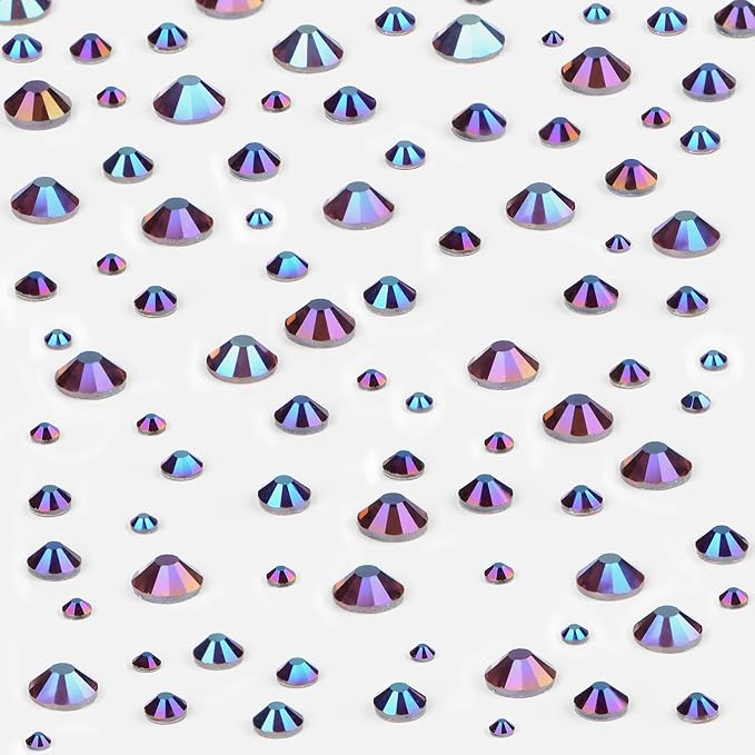 NCB Hotfix Iron on 8000pcs Crystal Rhinestones Round Gem for Crafts Decoration DIY Jewelry Making with a Tweezers and 2 Picking pens (Amethyst AB, 6Sizes SS4-SS30)