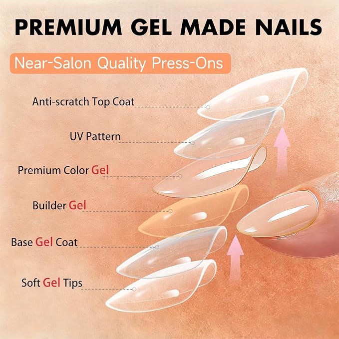 Chrome Cream Nude Press on Nails Short Almond, Glazed Cute Fake Nails with Sparkle Mirror Design, Shiny Glitter Glue on Nails Stiletto, Gel Nail Press ons with Glue for Fingernail 30 Pcs