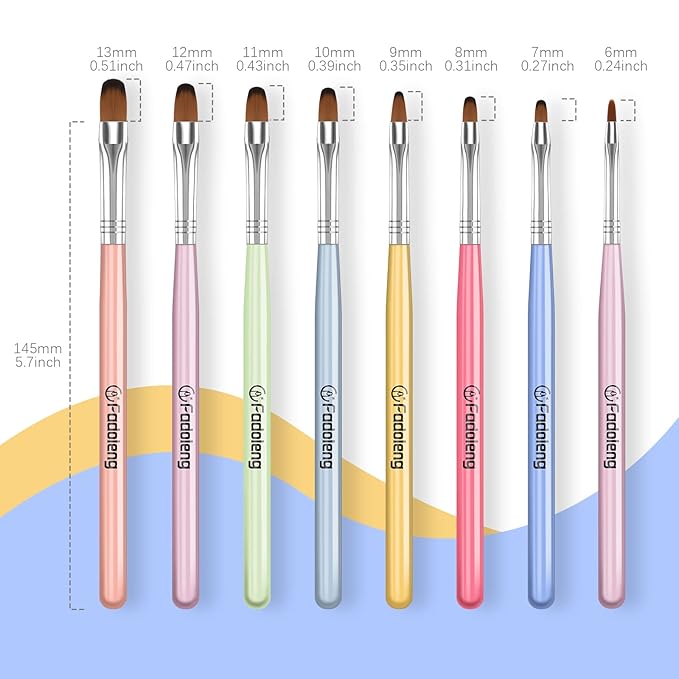 Gel Nail Brush, 8Pcs Acrylic Nail Sculpting Brush for Salon at Home DIY Manicure with Tips Builder Brush Pen and Structure Gel Brush