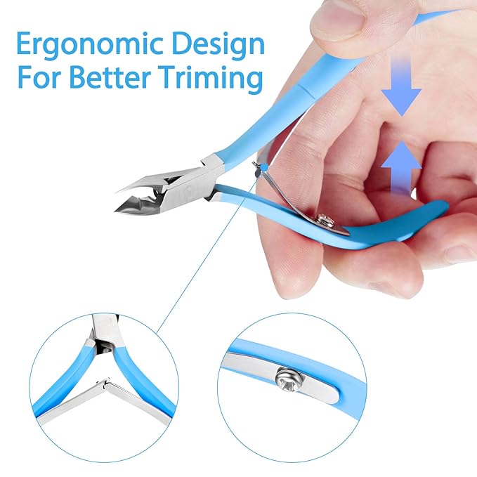 Mudder 3 Packs Cuticle Trimmer Nippers Cutter Tool Stainless Steel Nail Cuticle Scissors Remover with Pointed Blade Scissors Pedicure Manicure Tool for Fingernails and Toenails Nails Care(Blue)