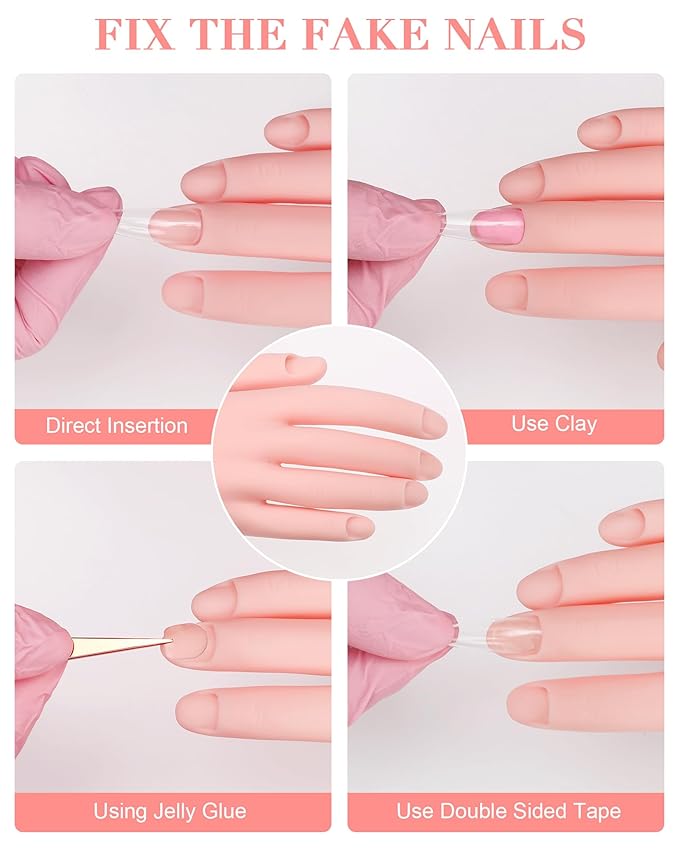 Practice Hand for Acrylic Nails Soft Touch Mannequin Hand for Nails, Flexible and Bendable Fake Hand for Nails for Nail Art Beginners