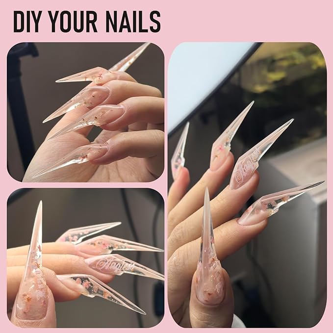 Mecha Dragon Claw Dual Nail Forms, Extra Long Stiletto Cat Claw Nail Mold for Acrylic Builder Gel Extension, Anti-Spill Back Design, Reusable Sculpting Forms for Salon Creative Nail Art