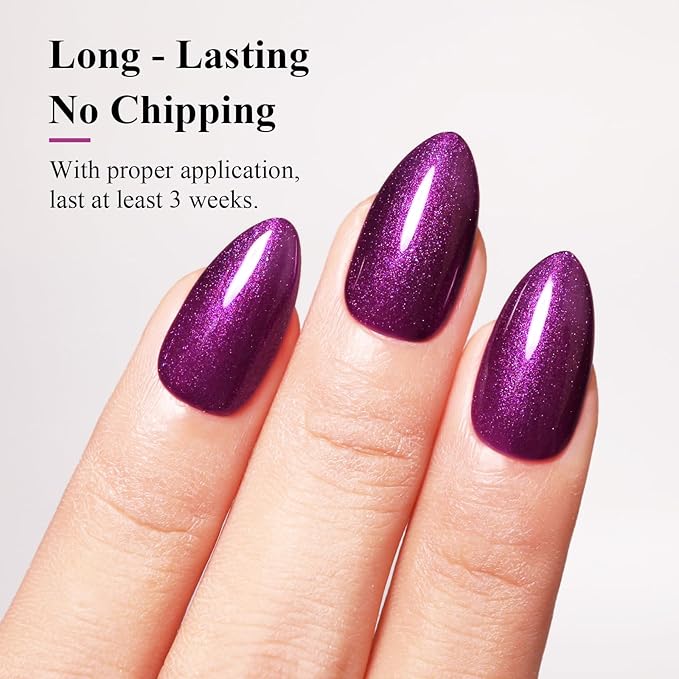 Imtiti Pearl Gel Nail Polish,0.5 Fl Oz Wine Purple Glitter Drawing Gel Polish Shell Thread Shimmer Mermaid Nail Gel Polish Soak Off UV LED for Home DIY Nail Art Manicure Salon
