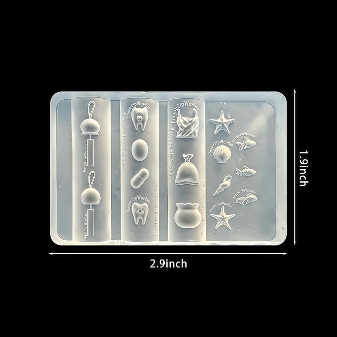 3D Marine Elements Nail Mold Multiple Shapes Teeth Wind Chimes Silicone Nails Molds Accessories Gel Plastic Bag Art Manicure Tools