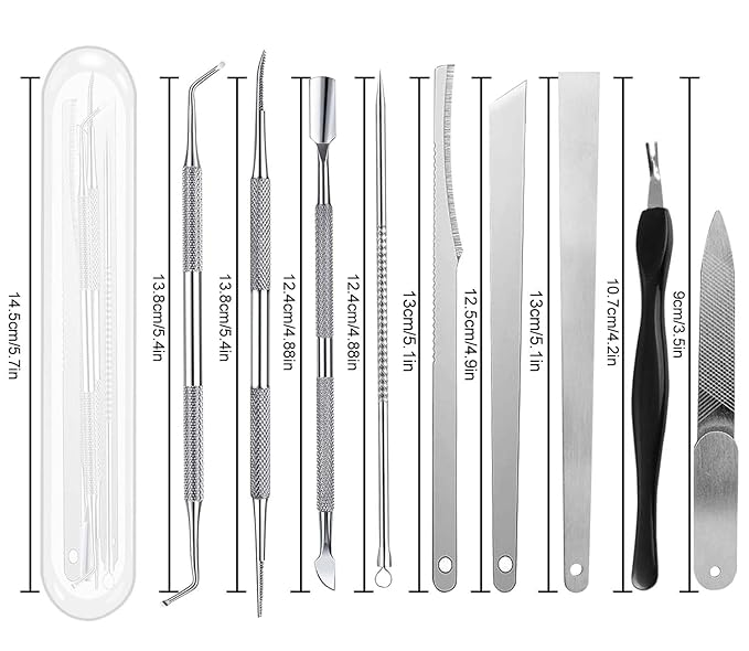 Ingrown Toenail File and Lifters Set(9pcs), Professional Pedicure Tool Toenail Grooming Kit, Ingrown Toenail Treatment Pedicure Kit, Under Nail Cleaner Tools (9PCS)