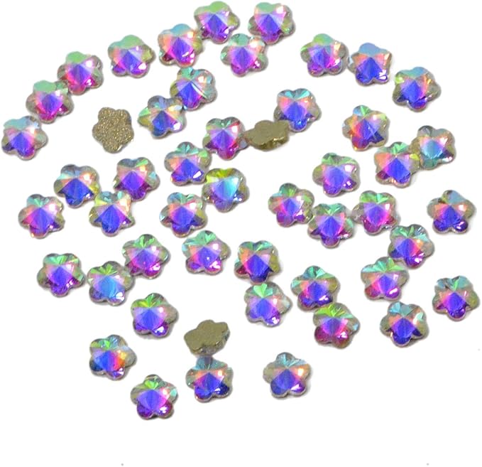 AD Beads Top Czech AB Crystal Flatback Rhinestone Nail Art Decoration Multi Shape (S19 Flower 4mm, 50 Pcs)