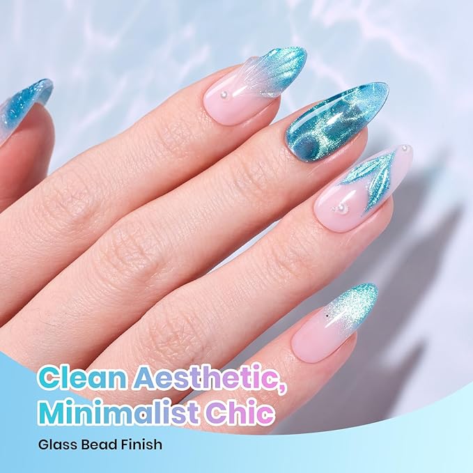 Beetles Dream Coast Cat Eye Gel Nail Polish Set - 6 Colors Glitter Gel Nail Polish Kit Pink Yellow Green Blue Purple Magnetic Shine Soak Off UV Salon DIY Gift Manicure for Women