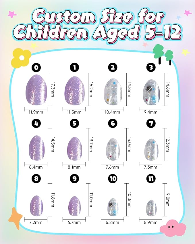 Cute Press on Nails for Kids,Girls Trendy Stuff Fake Nail Kit for Ages 5-12, Pre-glue Glitter Short Acrylic Nail Stick on Nails, Great for Girl Birthday Gifts, Parties&Makeovers Decoration
