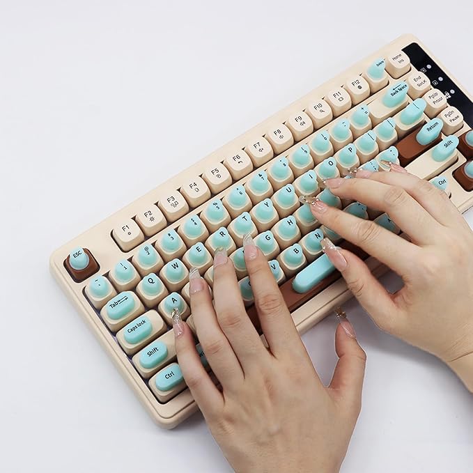 Raised Keyboard Stickers for Long Nails with Letters - Heart-Shaped Antistatic Silicone Protective Cover with Tweezers, Wet Wipes, Dry Towel & Jelly Glue, Ideal for Typing, Gaming & Nail Art (70 Pcs)