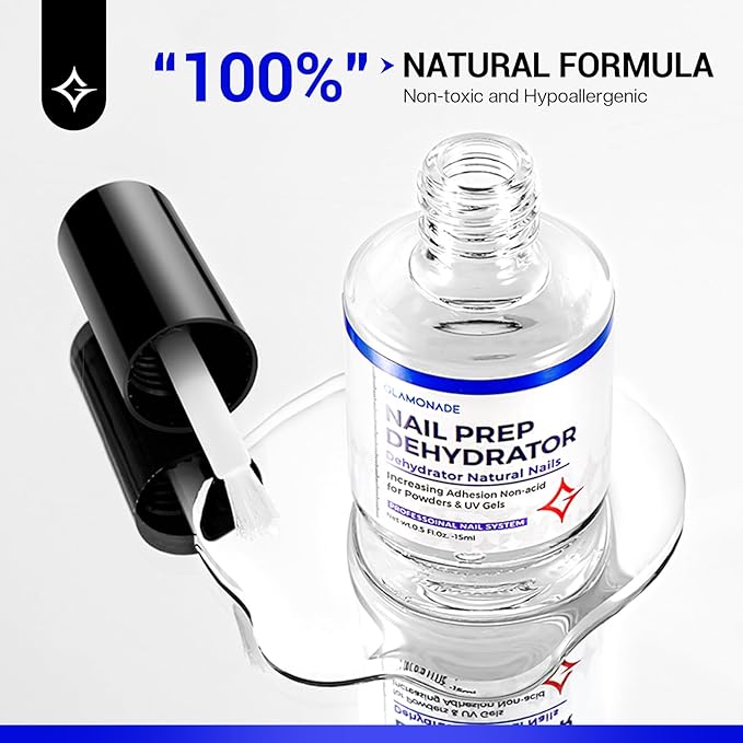 Professional Acid Free Nail Dehydrator: 15ml Nail Prep Dehydrator for Acrylic Nails Powder and UV Gel Polish Fast Dry Nail Primer Bonder for Press on Nails Supplies