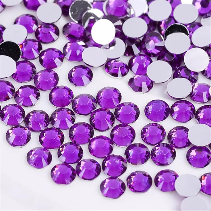 3000 Pieces SS12 3mm Flatback Rhinestones Clear Glass Round Gems Crystals for Nail Art DIY Crafts Clothes Shoes Bags （Purple）