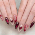 Almond Press on Nails Medium Fake Nail Valentine's Day Red Hearts Designs False Nails Press Ons Gift for Women 24pcs
