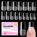 Beetles Gel Nail Tips Flat-X - Square Medium, 320pcs 16 Sizes, Pre-Etched Half Matte Full Cover Soft Acrylic Press on False Nail Extension Tips Easy DIY Salon Art for Flat & Natural Nail Beds