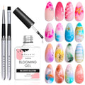 Makartt Blooming Gel: Clear UV LED Nail Art Polish and Nail Brush for Spreading Effect Marble Soak Off Nail Polish Gel Painting Nail Designs for DIY Color Floral Watercolor Manicure Gift for Women
