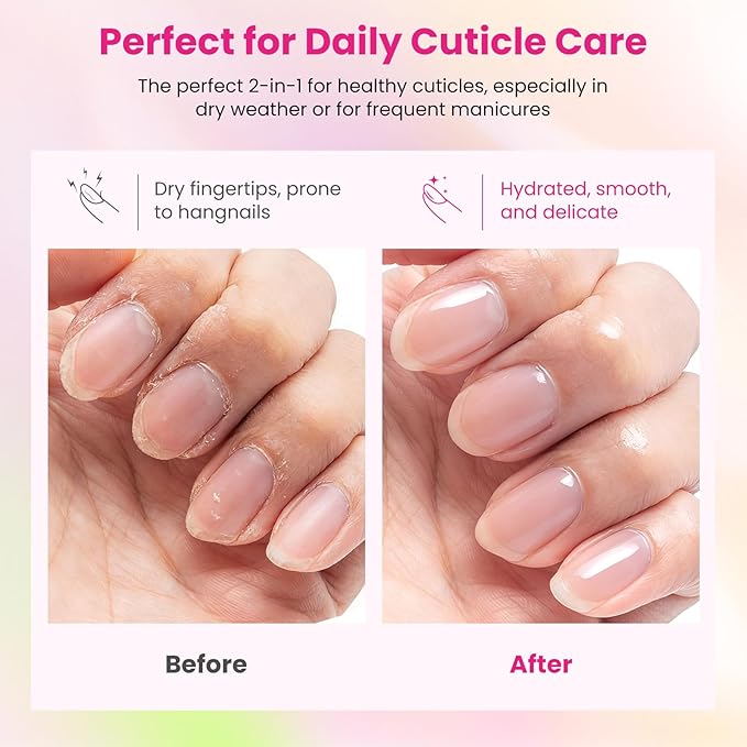 Cuticle Remover Kit - Portable Nail Care Set with Cuticle Remover Cream and Dual-Ended Cuticle Pusher, Easy Manicure Tool Kit for Women Manicure at Home & Travel