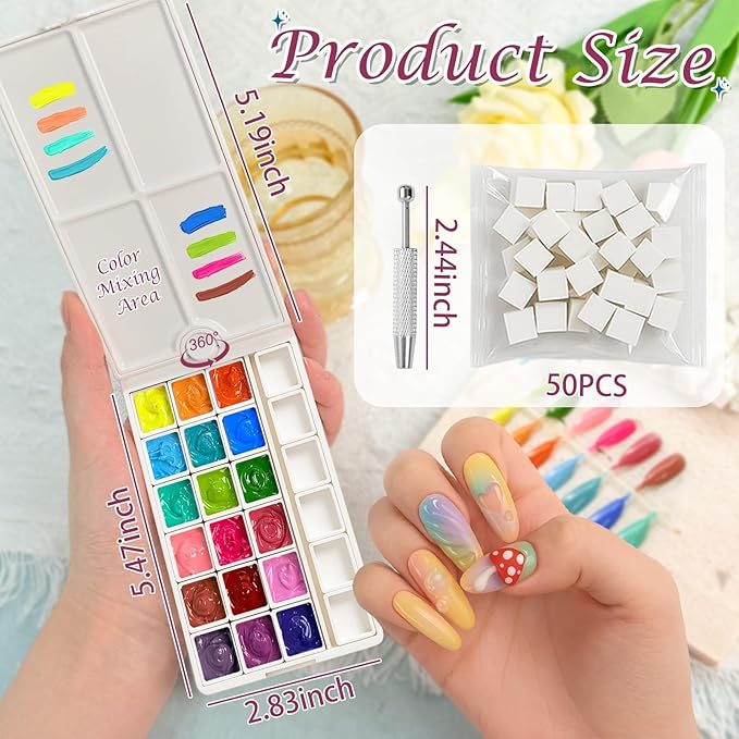 18 Colors Patting Gel Polish & Tools Kit - Pat Pat Gel Polish Palette for Ombre Nails，UV/LED Cured Gradient Blooming Manicure Kit DIY with Nail Sponges & Tools