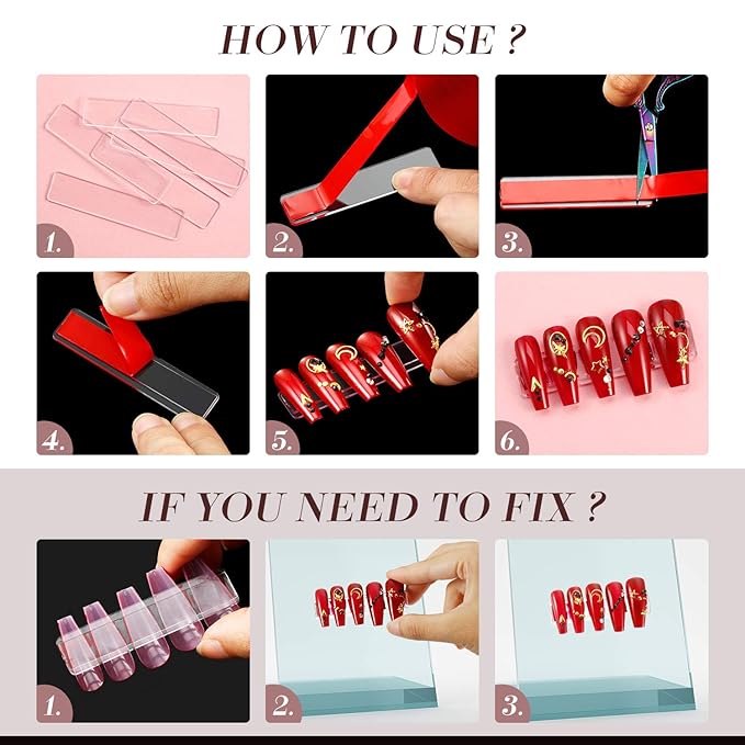 100 Pieces Nail Design Tips Display Stand Holder with 10 M Double Sided Tape Nail Design Practice Holder and Removable Mounting Tape for Home Wall office Decor