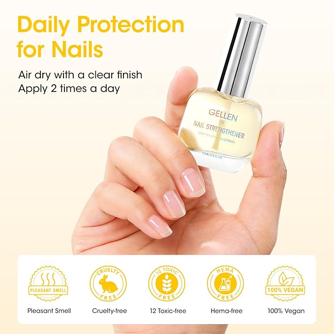 GELLEN Pro Care Ginger Nail Strengthener, Ginger Serum Treatment, 8-IN-1 Air Dry Clear Nail Repair Growth Strengthener Calcium Keratin Nourish for Thin Damaged Nails Growth & Post-Removal Repair