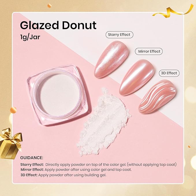 Beetles White Chrome Nail Powder for Gel Nail Pearl Mirror Effect Gel Polish Nails Glitter Manicure Holographic Pigment Crome Nail Powder Nails Art Design Gifts for Women