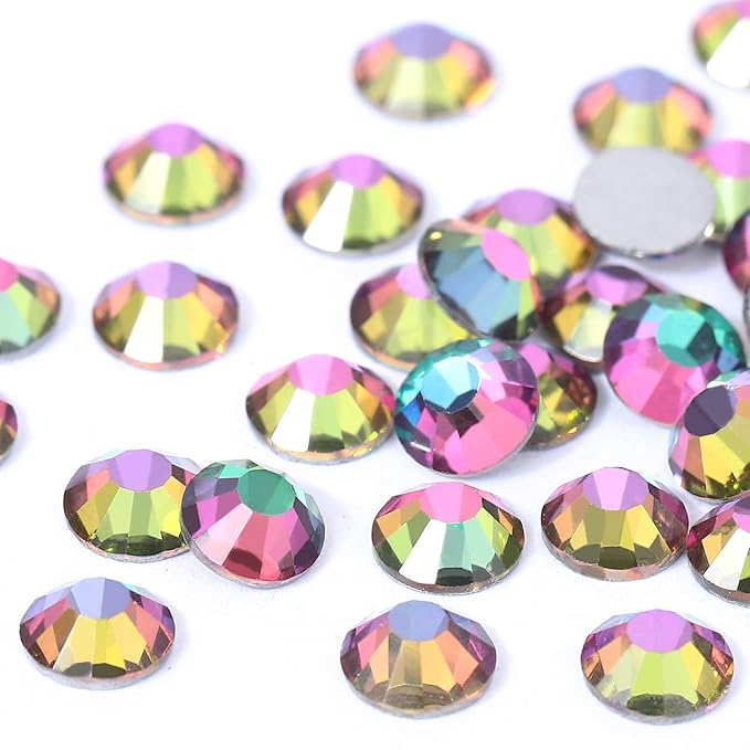 Green Flame Rhinestones Flatback Rhinestone for Crafts Glass Nail Rhinestones Nail Gems Crystals for Makeup Bags Shoes Decoration DIY(SS16,1440pcs,Green Flame)