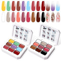 Gradient Gel Nail Set,18 Bright Nude Color for Ombre Summer Rainbow Nail Polish Platte Kit, Pat Painting Gel French Nail Manicure No-wipe Soak of UV DIY Art Home Salon