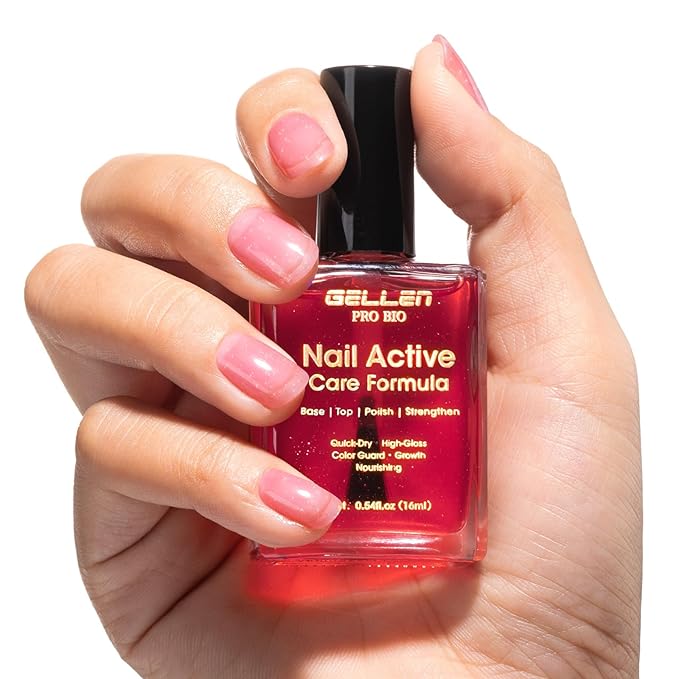 Gellen Pro Bio Active Glow Nail Polish One Step Ridge Filler Nails Concealer & Strengthener with Hexanal B5 Calcium & Grape Seeds Oil for Healthier Nails, Ultra-Glowy Shine, Vegan & Cruelty-free