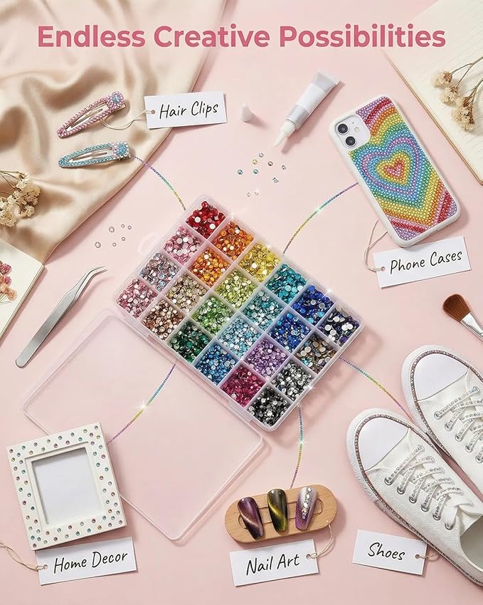 40 Colors Kit with Rhinestone for DIY Crafting 32000PCS Colorful Gemstones Bedazzling Kits Customization Project