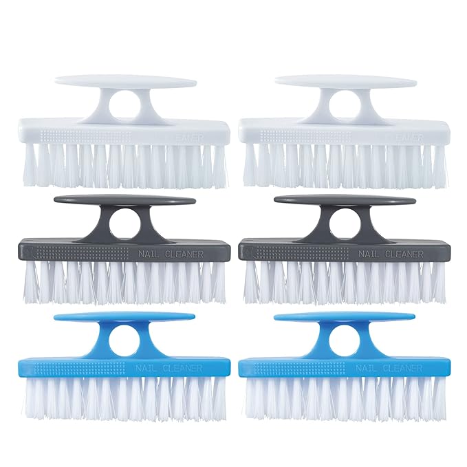 Superio Nail Brush for Cleaning Fingernails, Nail Scrubber Brush, Toe Foot Hands Fingernail Brush Cleaner- Small Scrub Brush- All-Purpose Stiff Cleaning Brush for Home, Kitchen, Work, (6, Multi)