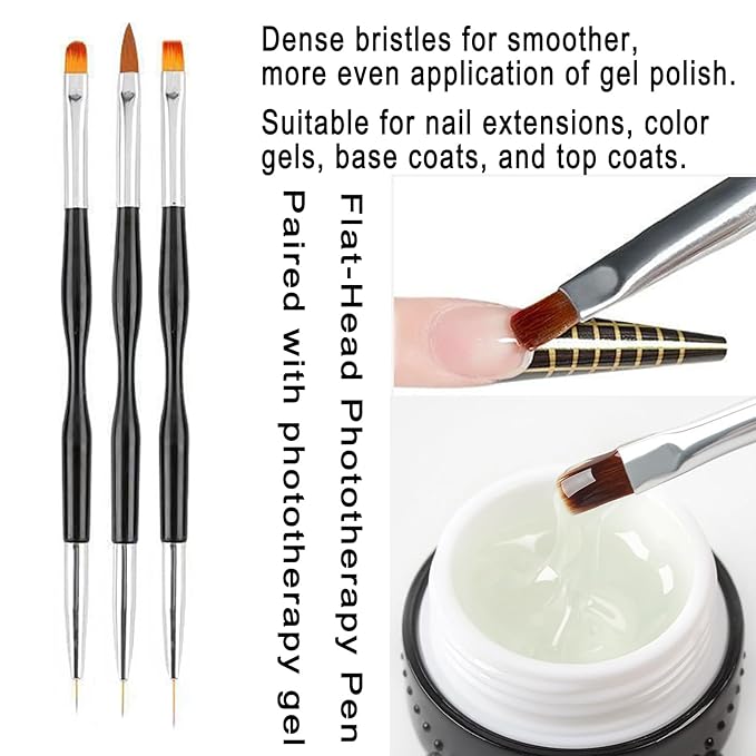 Nail Art Tool, 5 Pcs Nail Dotting Pens, 3 Pcs Nail Brushes and Nail Liner Pens, 3 Pcs Nail Art Striping Tape Lines, Nail Art Design Tools